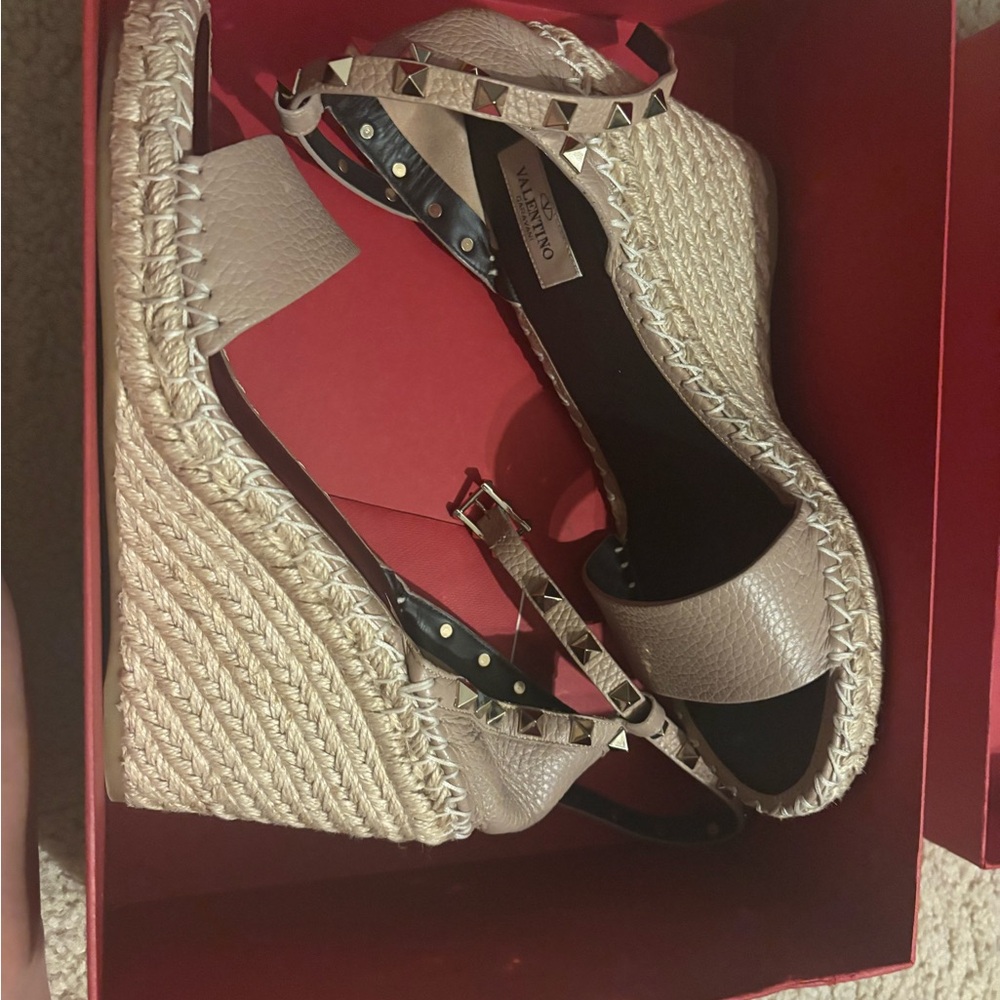 Valentino Beige Studded Espadrilles - Picture 2 of 7